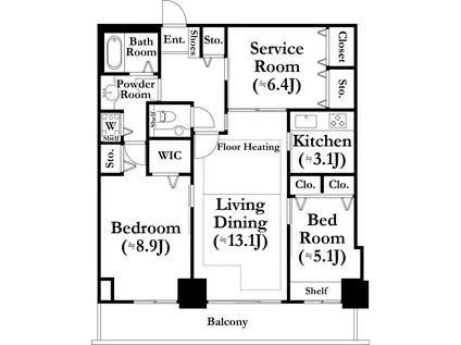河田町ガーデン(3LDK/27階)の間取り写真