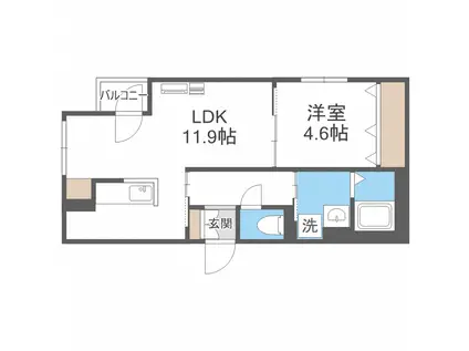 ロレンツ中島公園(1LDK/1階)の間取り写真