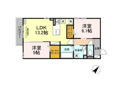 フィオーレ府中本町(2LDK/1階)の間取り写真