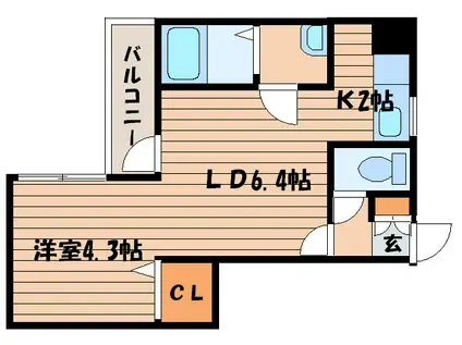 モンターニュアボール(ワンルーム/3階)の間取り写真