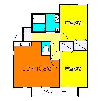 ユイット・アンII(2LDK/1階)の間取り写真
