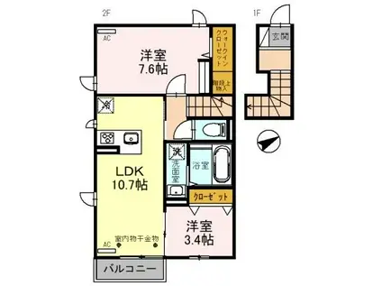 コモド カーサ(2LDK/2階)の間取り写真