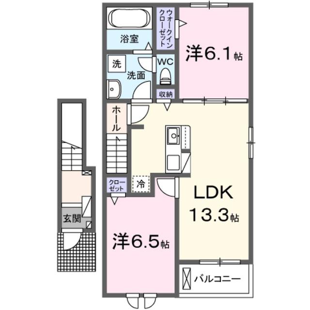 グラン・アルベロ A(2LDK/2階)の間取り写真