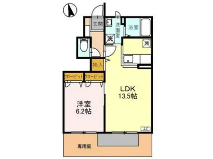 アンソレイユ(1LDK/1階)の間取り写真