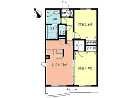 メゾン・ド・フィーユ(2LDK/2階)の間取り写真