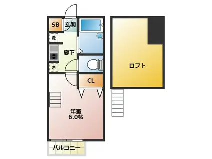 屋敷レジデンス(1K/1階)の間取り写真