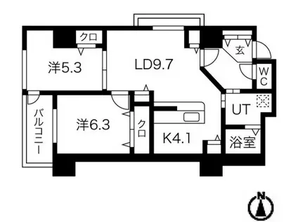 シティコート目黒(2LDK/5階)の間取り写真