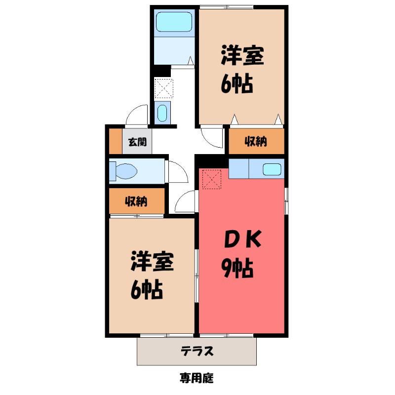エクレールB(2DK/1階)の間取り写真