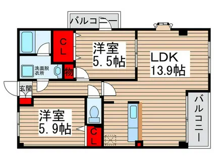 ヌーベルバーグ常盤平(2LDK/4階)の間取り写真