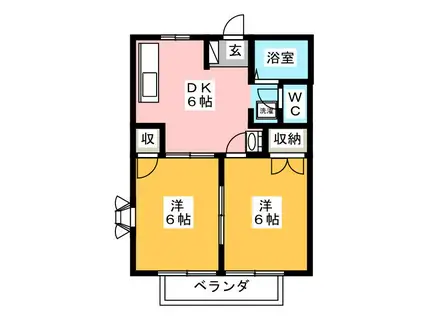 エレガンスながら(2DK/2階)の間取り写真