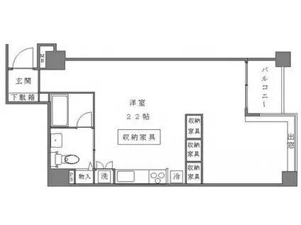 朝日サテライト六本木(ワンルーム/2階)の間取り写真