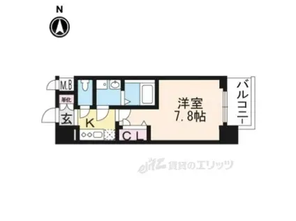 エスリード京都梅小路アヴェニテ(1K/2階)の間取り写真