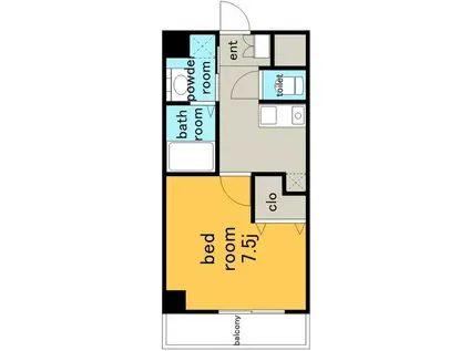 オリジン社が丘(1K/2階)の間取り写真