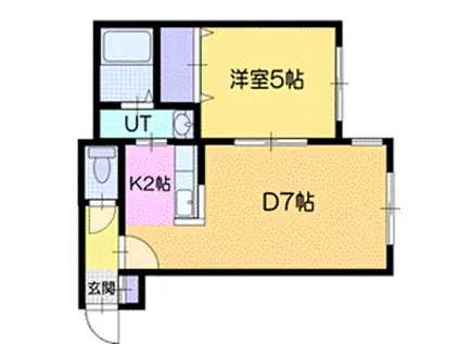 ポラリス文教大前(1LDK/2階)の間取り写真