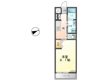 アメニティハイツ ツインズB棟(1K/2階)の間取り写真