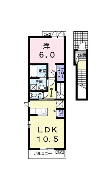 アンソレイエ見奈良 A(1LDK/2階)の間取り写真