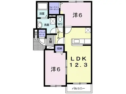 サンリット・かむい(2LDK/2階)の間取り写真