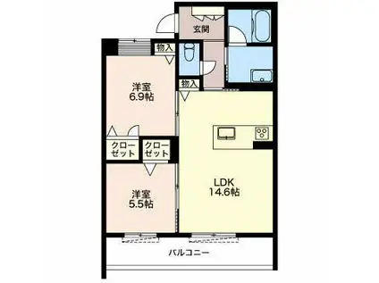 ベレッツァ本郷(2LDK/3階)の間取り写真