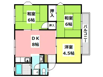シャロームマイウィンディア(3DK/1階)の間取り写真