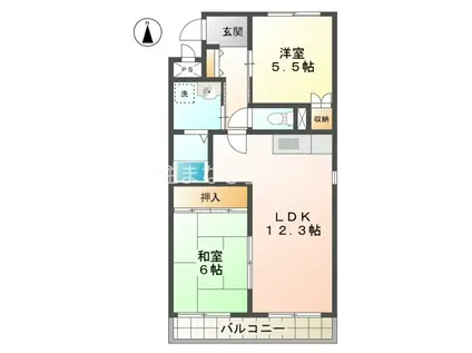 キングハイツ東郷(2LDK/2階)の間取り写真