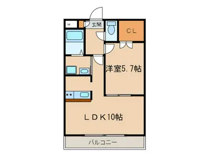 メロン宇佐美(1LDK/3階)の間取り写真