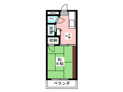 グリーンハイツ若里(1K/3階)の間取り写真