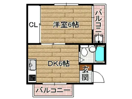 TWENTY20(1DK/2階)の間取り写真