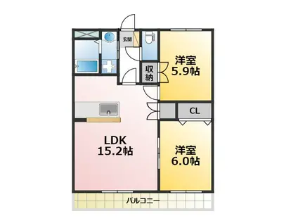 スカイパラスI(2LDK/1階)の間取り写真