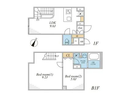 LEGALAND三軒茶屋サウス(2LDK/B1階)の間取り写真