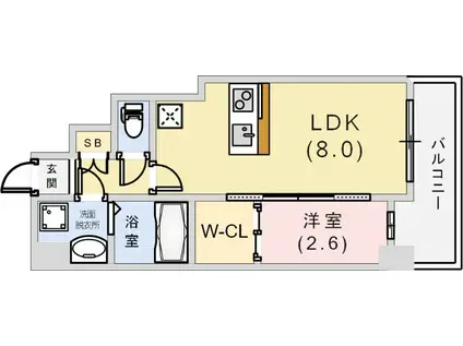 セレニテ兵庫エクラ(1LDK/9階)の間取り写真