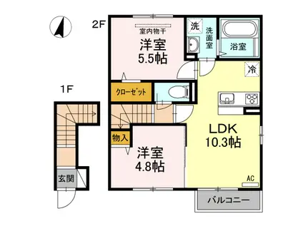 TIARAI(2LDK/2階)の間取り写真