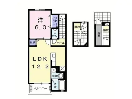 ミーティアC(1LDK/3階)の間取り写真