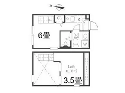 ハーモニーテラス綾瀬5(ワンルーム/2階)の間取り写真
