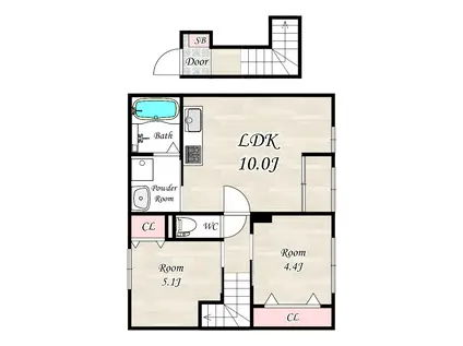 尼崎市立花町4丁目アパート(2LDK/2階)の間取り写真