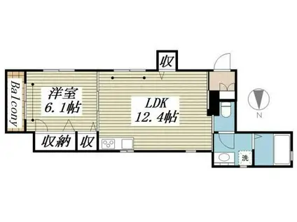 コンフォリア滝野川(1DK/2階)の間取り写真