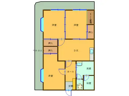 山口ハイツ(3DK/2階)の間取り写真