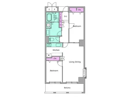 PRIMEGATE飯田橋(2LDK/12階)の間取り写真