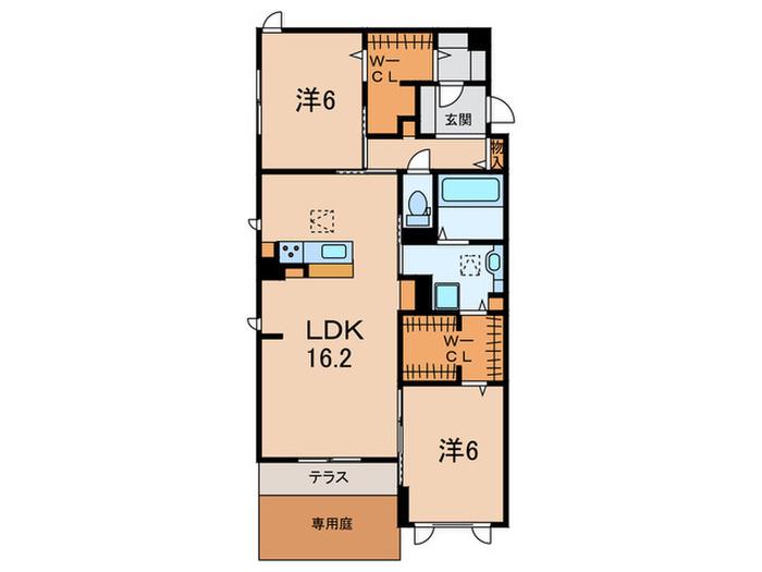 グランツF(2LDK/1階)の間取り写真