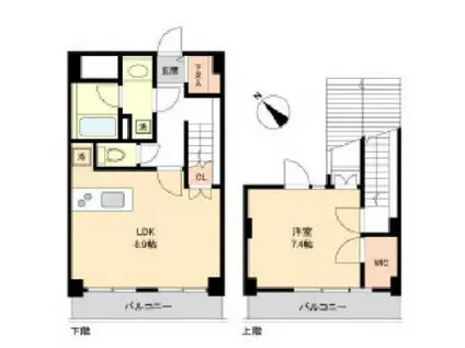 ルクレ初台(1LDK/5階)の間取り写真