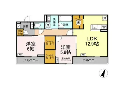 D-ROOM三島市加屋町PJ(2LDK/3階)の間取り写真