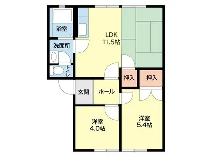 ＪＲ紀勢本線 黒江駅 徒歩19分 2階建 築31年(2LDK/1階)の間取り写真