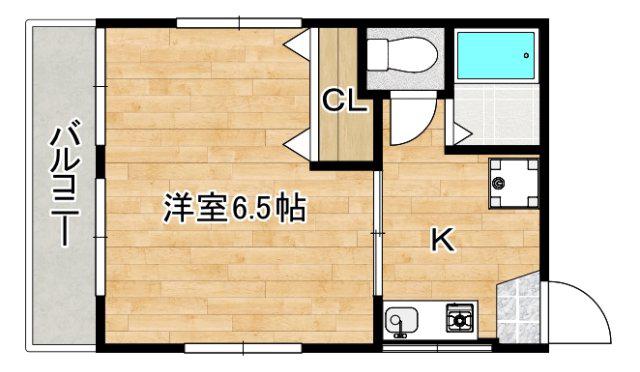清水ビル(1K/2階)の間取り写真