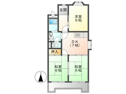 ベルシェ新開(3DK/4階)の間取り写真