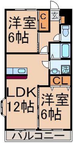 サウスメゾン清水(2LDK/2階)の間取り写真