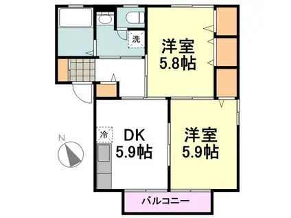 サンメゾン羽衣(1LDK/1階)の間取り写真