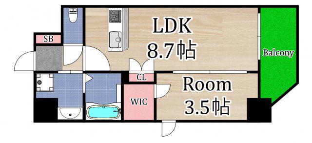 サムティ京橋クリア(1LDK/12階)の間取り写真
