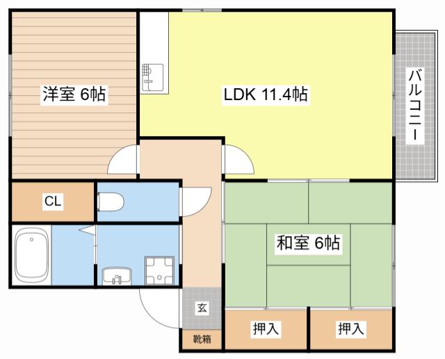 サニースカイ(2LDK/2階)の間取り写真
