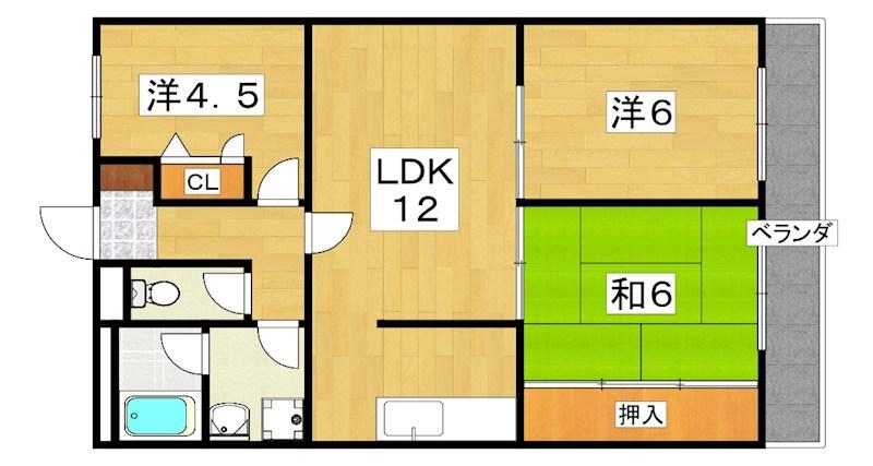 サニーコート山本(3LDK/2階)の間取り写真