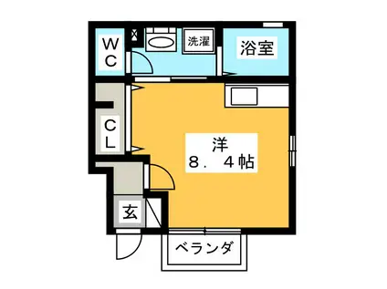 ROSEWINDばらの風(ワンルーム/1階)の間取り写真