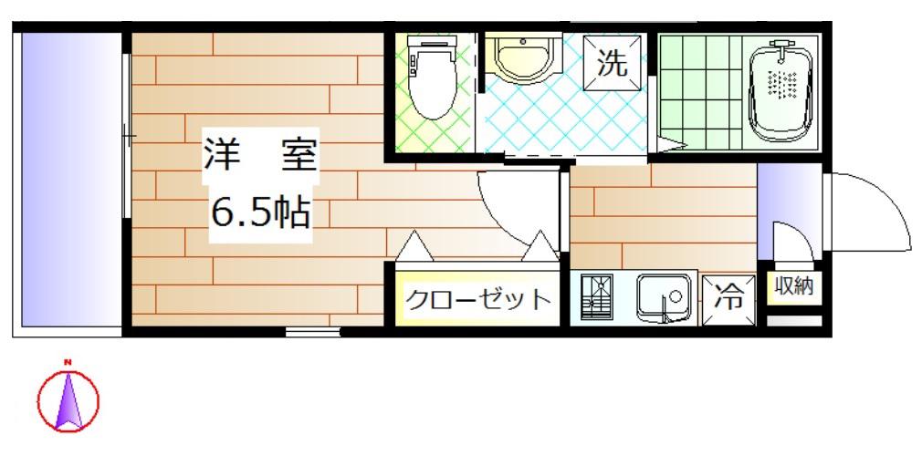 リーフクロスヒルズ(1K/4階)の間取り写真